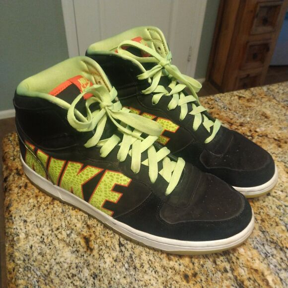 Rare Nike Men\'s Big Nike High Retro Black Neon Green Sneakers Size 13 366726-071 main image 7